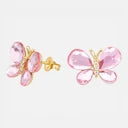 Aro Mariposa Circones Cristal Rosado