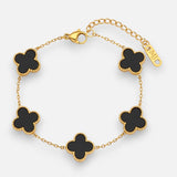 Pulsera Reversible Trébol de la Suerte Ónix Nácar