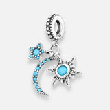 Colgante Charm Media Luna Sol Estrella Turquesa