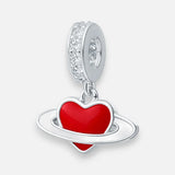 Colgante Charm Planeta Corazón Esmaltado Circones
