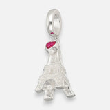 Colgante Charm Torre Eiffel Corazón Circones Rubí